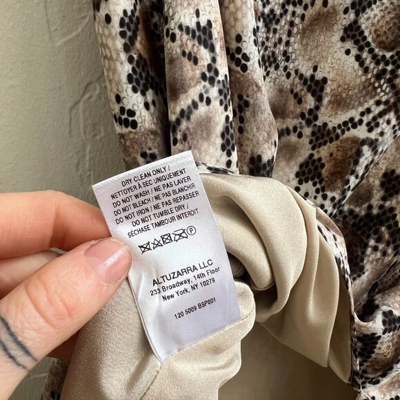 ALTUZARRA Snake Print 100% Silk Crepe De Chine Midi Slip Skirt - Picture 9 of 9